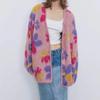 Fabique Rainbow Garden Jacquard Mohair Blend Cardigan for Women - New Autumn/Winter Sweater