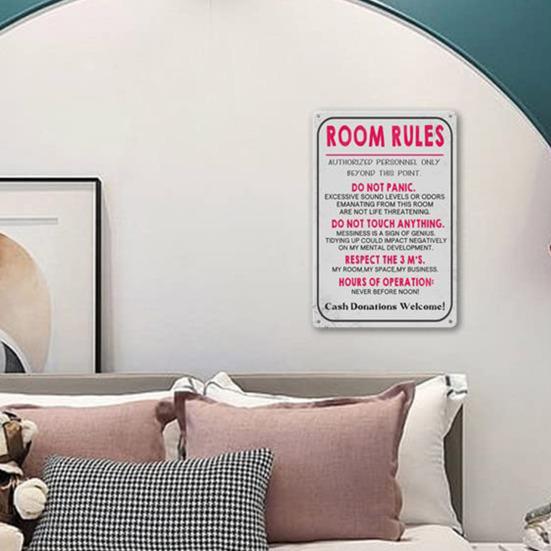 Розовый Комната Правила Знак Подростки Девочки Мальчики Спальня Игровая Комната Общежитие Смешной