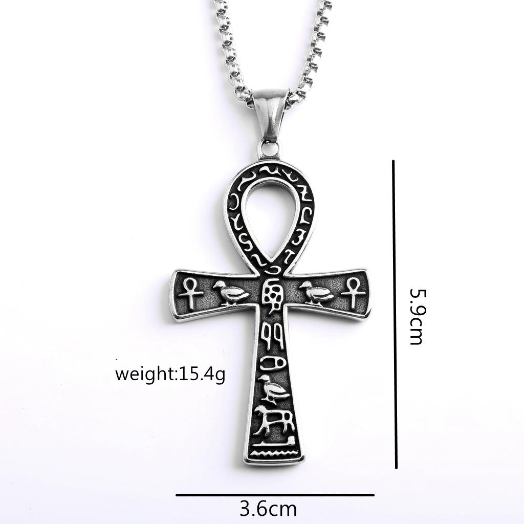 Retro Unisex Stainless Steel Ankh Cross Pendant Necklace Street Style Jewelry