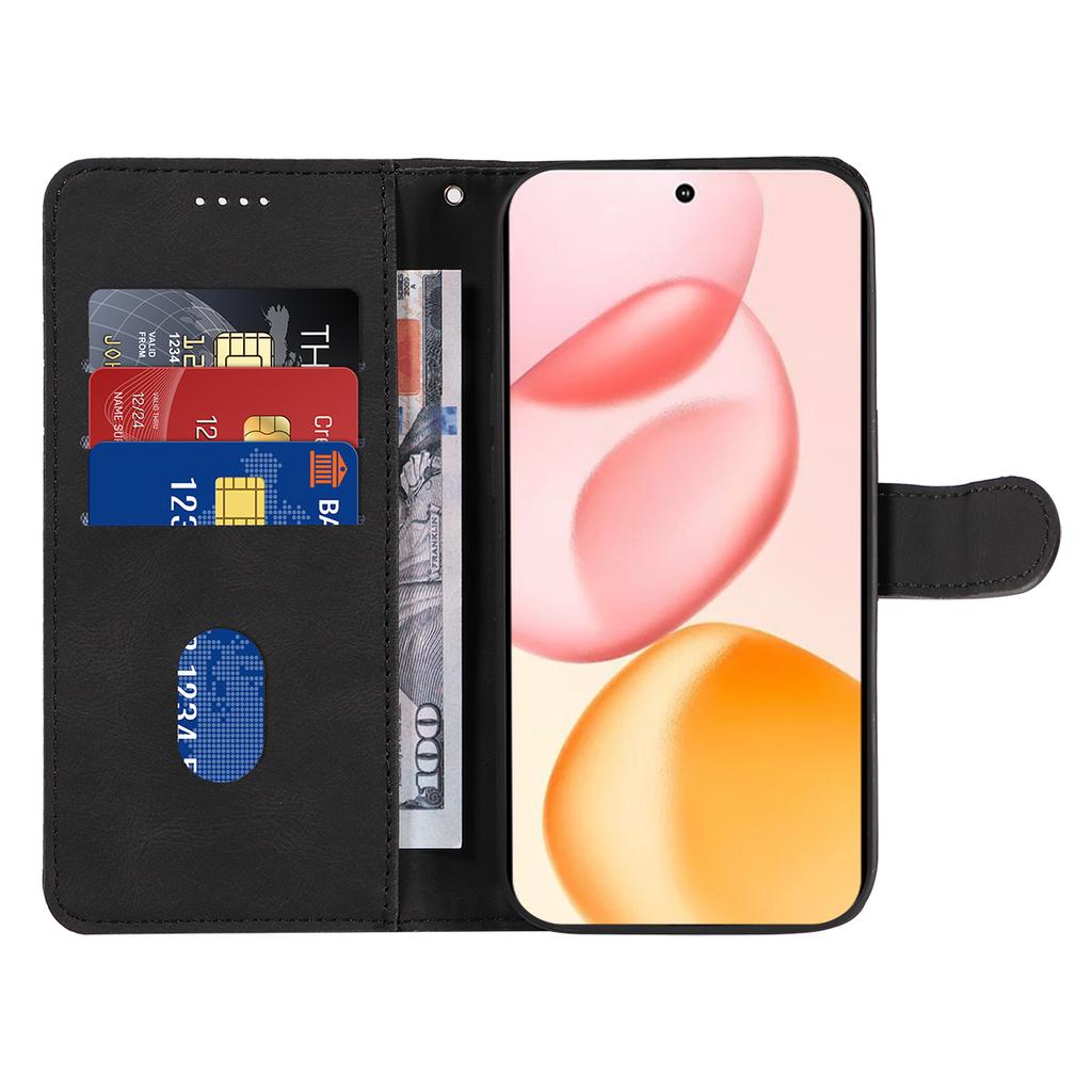 For Honor 400 5G (Global) Wallet Case Leather Phone Cover Stand with Curved Line Design