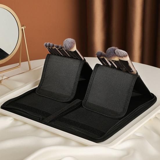 Сумка для кистей для макияжа, 15 отделений, водонепроницаемая ткань Оксфорд, складная портативная стоячая губная помада, карандаш для бровей, косметический держатель для кистей, сумка-органайзер