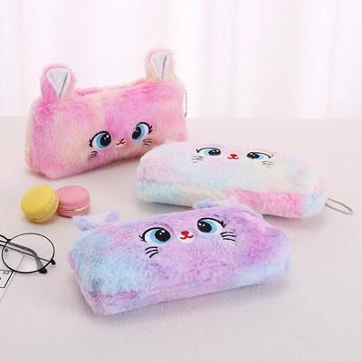 Kawaii мультфильм милый кот плюшевый чехол пенал на молнии пушистый большой емкости сумка для ручек школьные канцелярские принадлежности сумка для хранения