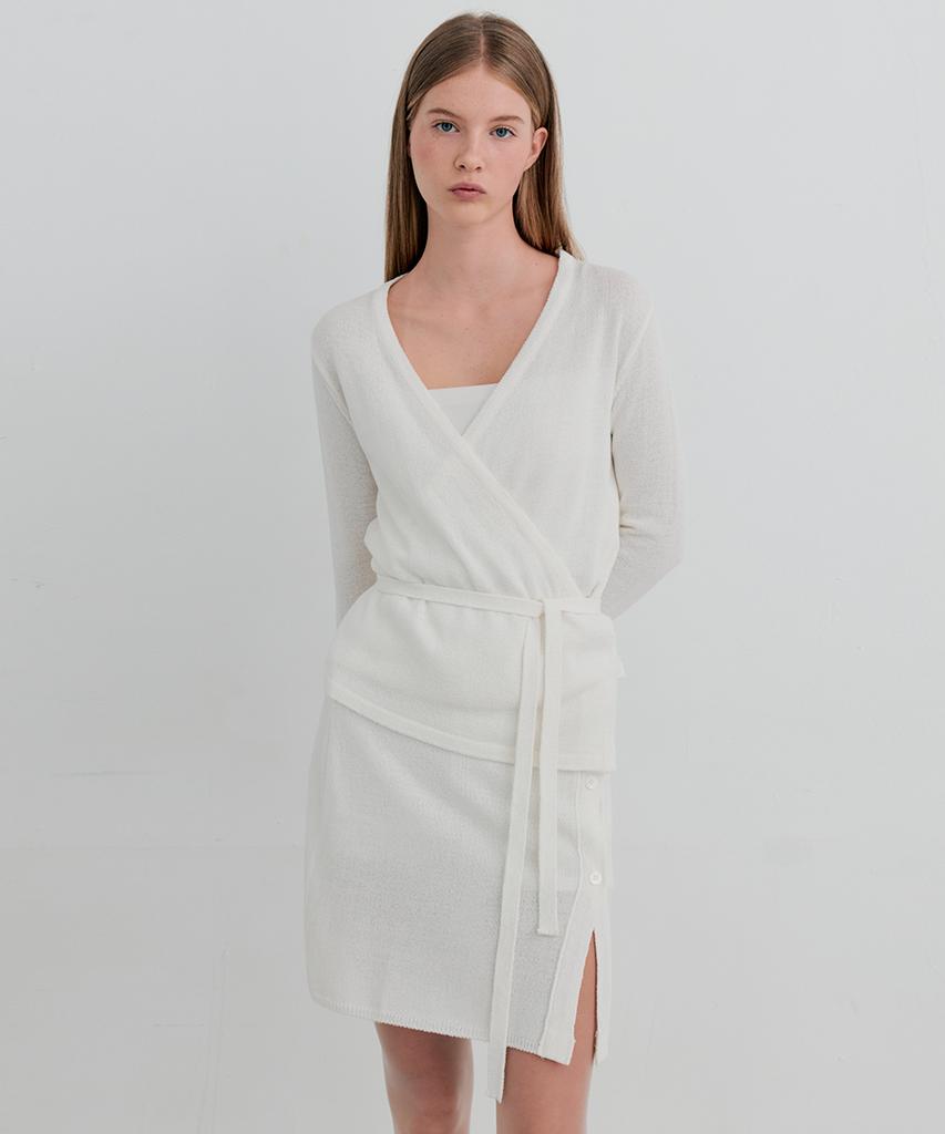 Itove Seoul Boucle Cotton Layered Skirt Ivory
