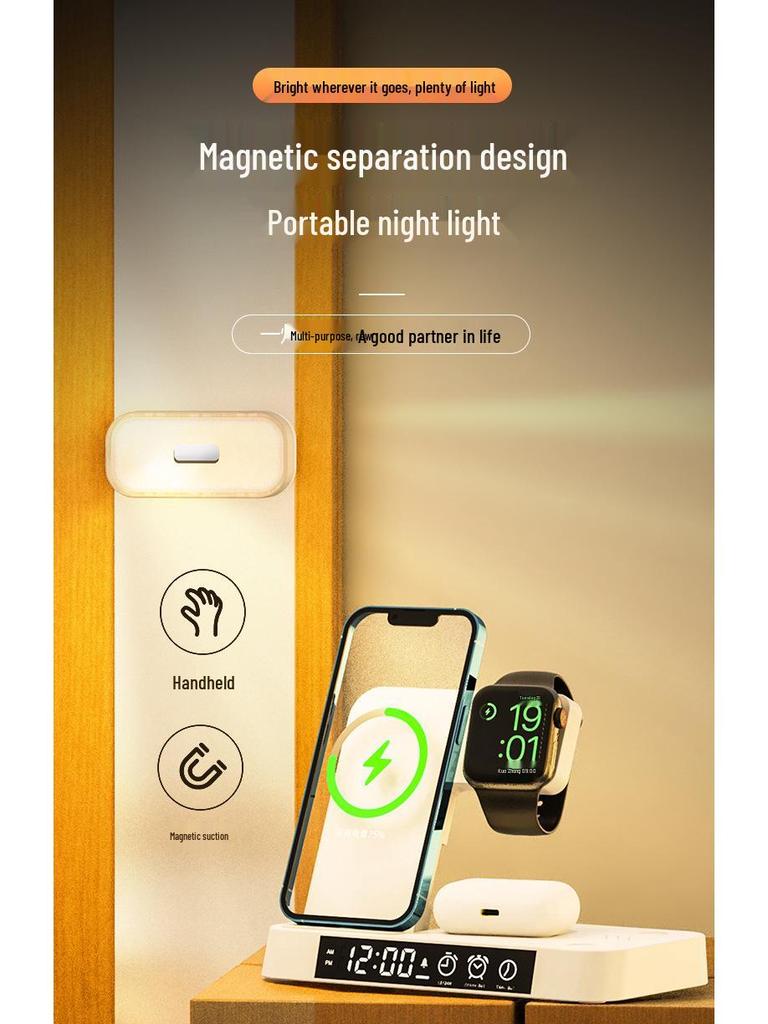 30-ваттное беспроводное зарядное устройство 3-в-1 и часы для iPhone 14/13