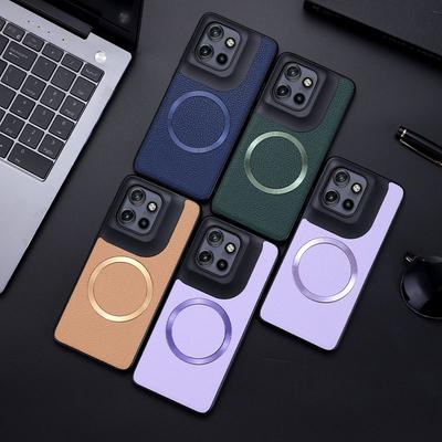 Чехол для телефона Magsafe Litchi из искусственной кожи Motolora Thinkphone25 Moto Edge 50 Neo 50 Pro Fusion X50 Ultra Matte Soft Bumper Cover