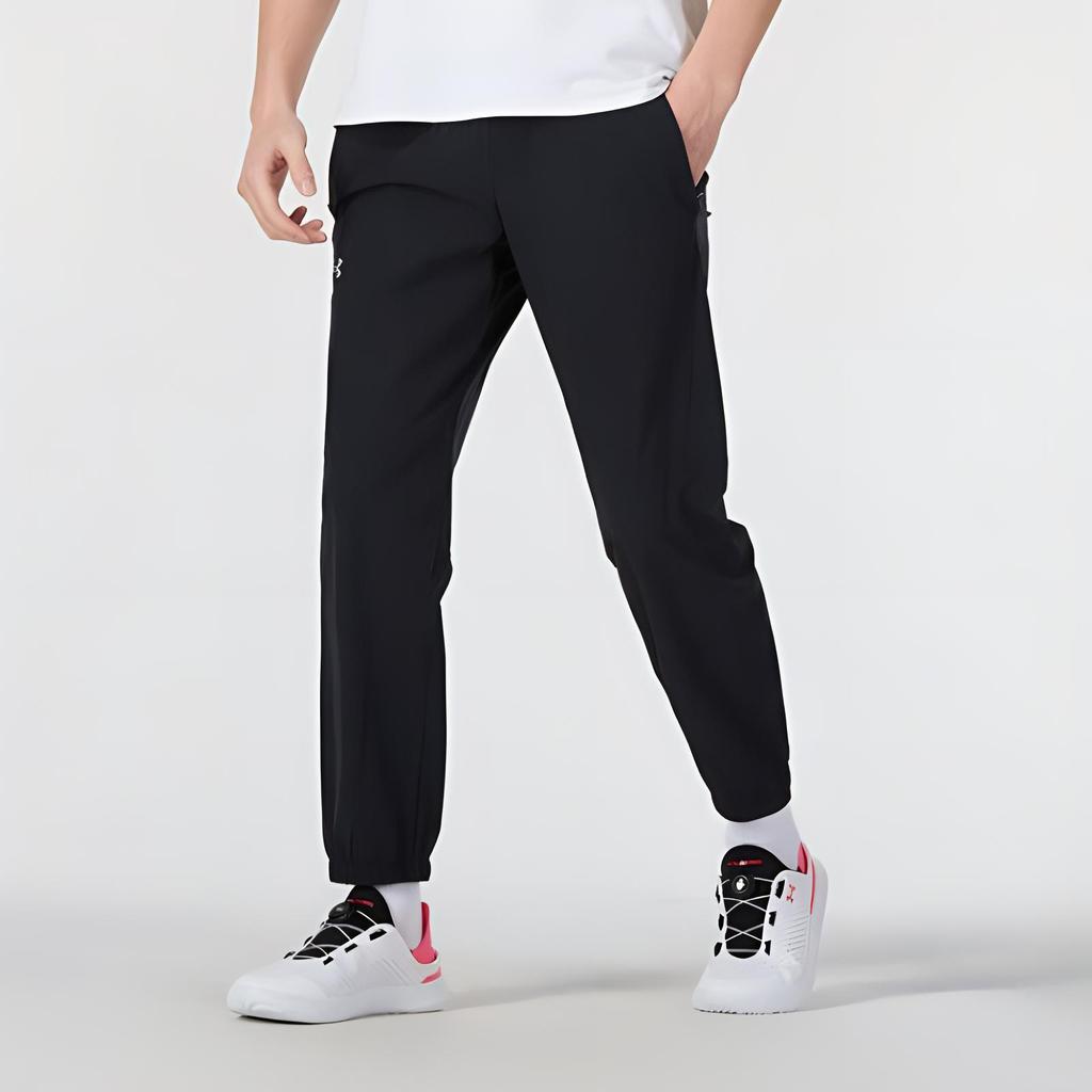 Under Armour Solid Color Woven Comfortable Quick-Dry Casual Pants Unisex Bottoms Black 24500701-001