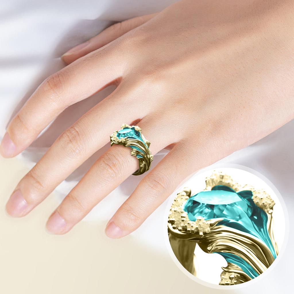 Heartbeat Of The Sea Wave Ring Open Ring, Love Gift, Surprise Gift, Men's And Women's Ring