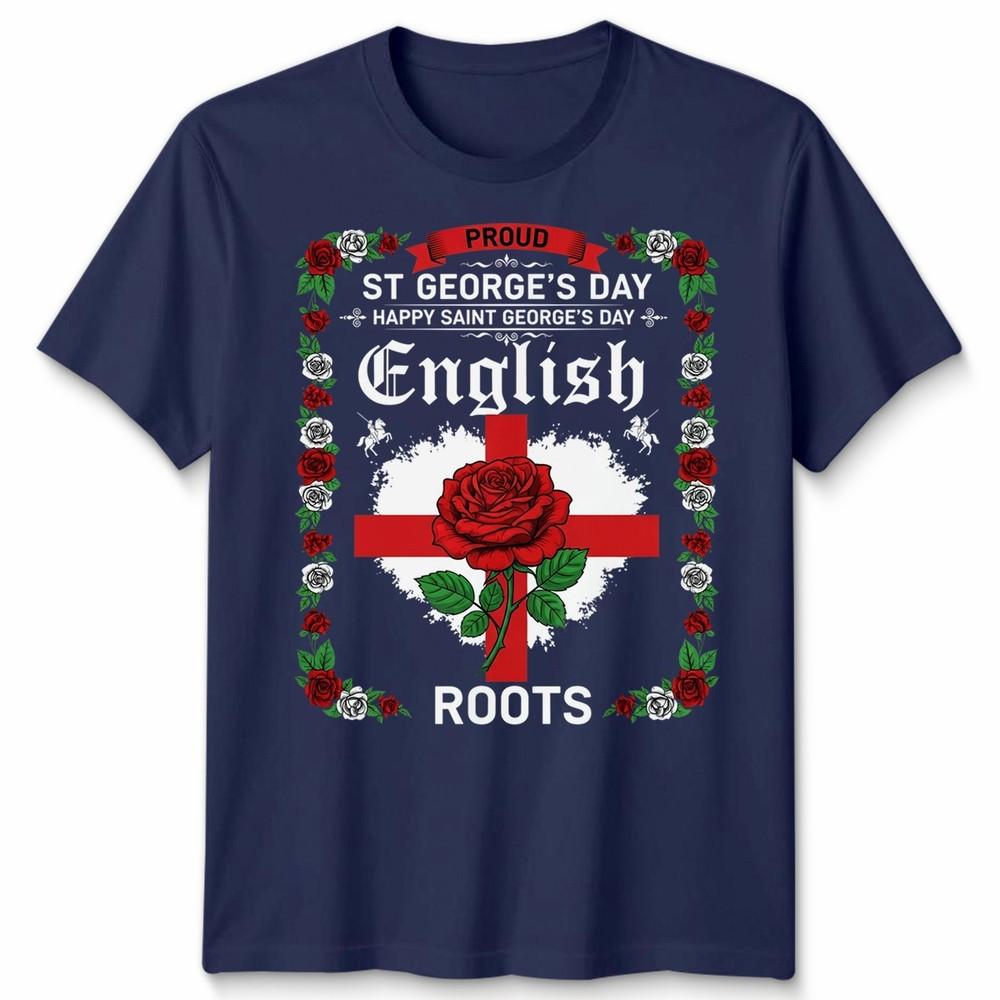 English St Georges Day Idea For Unisex Rose English Flag Tshirt