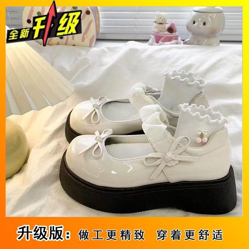 Модные повседневные туфли Мэри Джейн в студенческом стиле с неглубоким вырезом, женские, весна-лето 2025, новая платформа, бант, маленькие кожаные туфли для женщин
