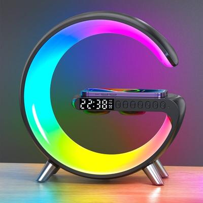 Светодиодный светильник с управлением через приложение, RGB ночник, атмосферные лампы, цифровой будильник, динамик, беспроводное зарядное устройство, украшение для спальни для детей, сна