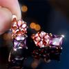 Роскошные серьги-подвески из розового золота с фиолетовым цирконием для женщин, цветочные украшения в подарок