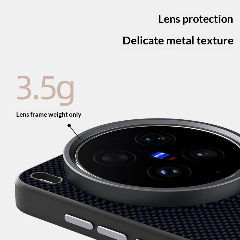 Чехол для телефона с рисунком под карбон для Vivo X300 Ultra X300s X200 Pro Mini X200S Металлическая рамка для камеры Невидимая магнитная крышка из TPU+PC