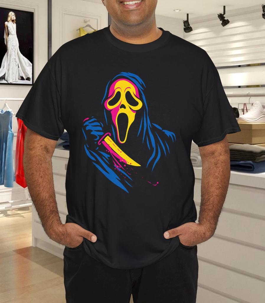 Ghost Face T- Shirt Neon BlackLight Icon Of Halloween Horror Scary Official
