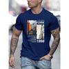 Мужская летняя футболка с графическим принтом и круглым вырезом - мягкая слегка эластичная полиэстеровая ткань, повседневная футболка с коротким рукавом для активного отдыха