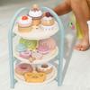 Wooden Dessert Cake Stand with Muffins Cakes Donuts Play Kitchen Accessories Set Pretend Kids