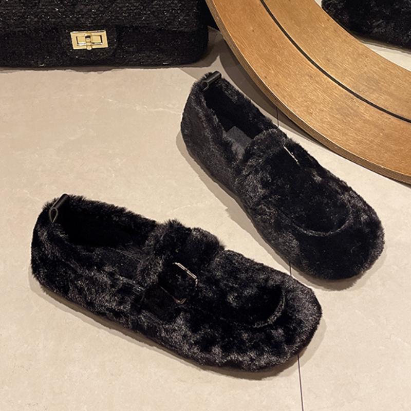 Модные женские туфли на плоской подошве из плюша, зимние теплые модные фирменные дизайнерские повседневные офисные туфли для банкета