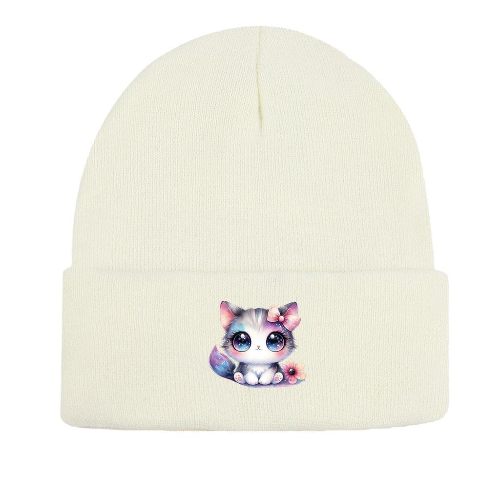Bowknot Cat Warm Knit Cap Beanie, Skullies Beanies Thermal Warm Simple Gorro Knit Hat Beanie