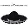 Corned Mexican Hat with Skull Design & Metallic Braid, Wide Brim Festival Accessory for Halloween Carnival Themed Parties