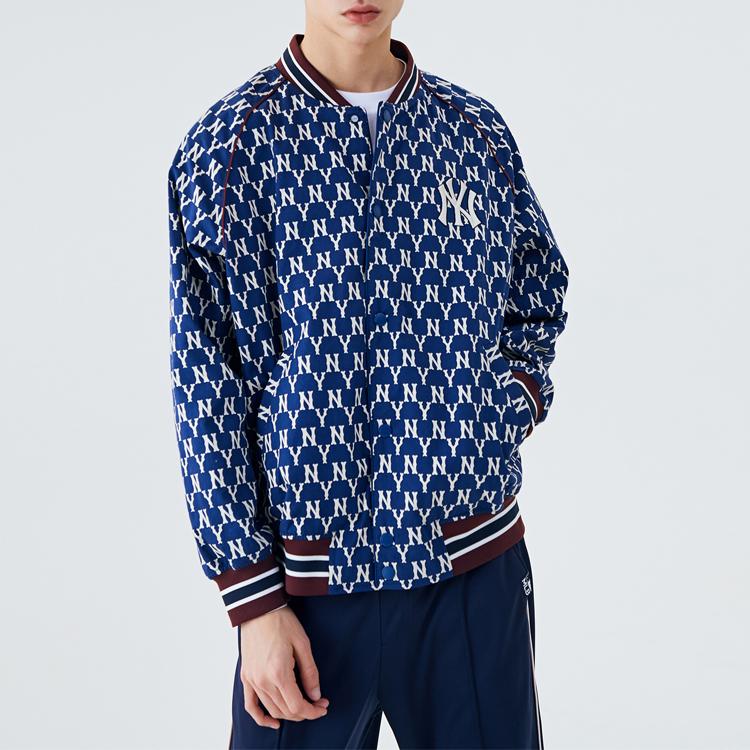 New York Yankees MLB Vintage Stand Collar Fitted Baseball Jacket Unisex jackets Navy-Blue 31JPM1011-50N