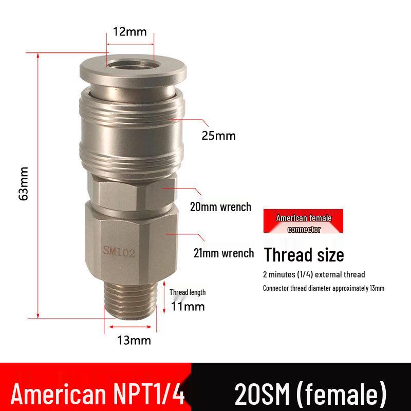 American NPT Quick Self-Locking Pneumatic Connector for Small Air Hammer Tools