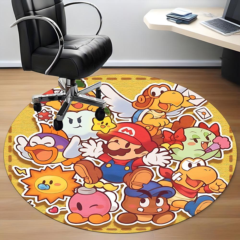 1pc Mario Characters Office Round Area Rug, Under Office Chairs Bedroom Living Room Home Decor a1016267