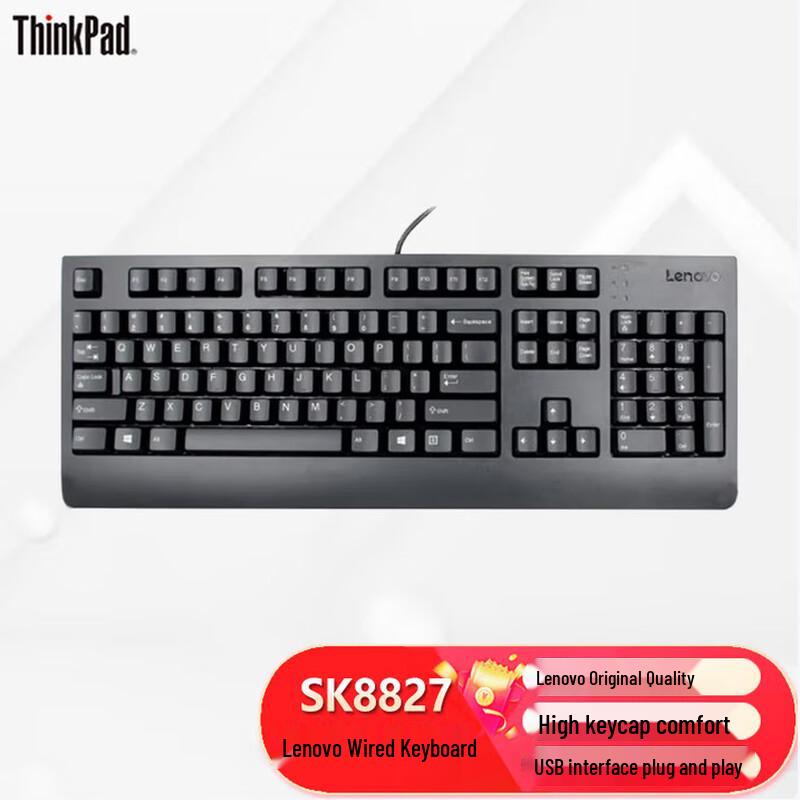 Lenovo Original SK8827 Full-Size Wired USB Keyboard