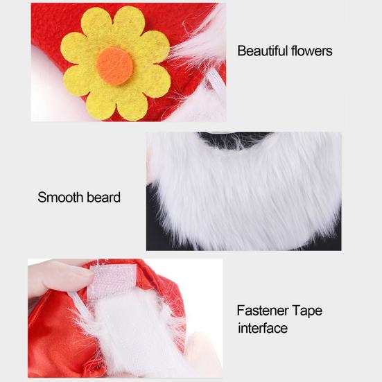 Собачья рождественская шапка Шапка Санта-Клауса для питомца с ушами и бородой Рождественский костюм Головной убор для маленьких собак кошек Праздничные аксессуары для наряжания