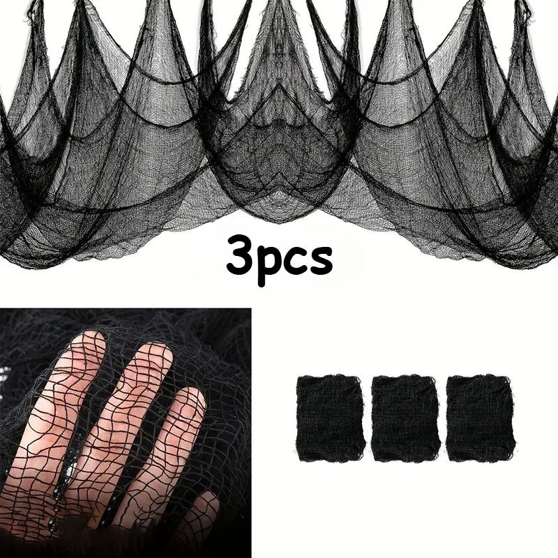 Хэллоуин Марлевая ткань Черная Крупная Марлевая ткань Дом с привидениями Сделай сам Декоративная марля Реквизит для сцены вечеринки ужасов Хэллоуинская декорация