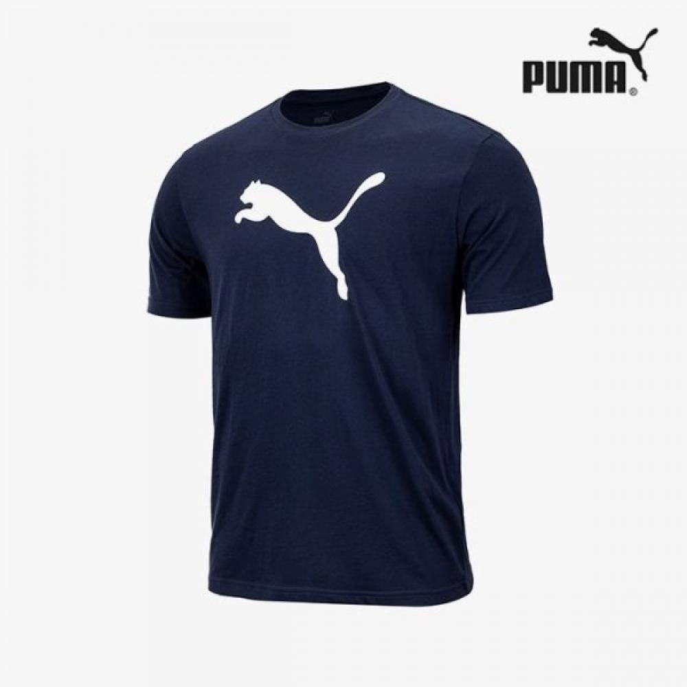 Puma Galleria Puma Team Rise Logo CoTTon Round ShorT Sleeve T shirT Navy