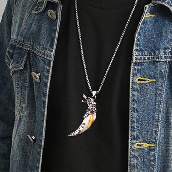 Мужское ожерелье с кулоном в виде волчьих зубов, гальваническое покрытие в стиле панк, легкая форма, ювелирные изделия для шеи, повседневная вечеринка