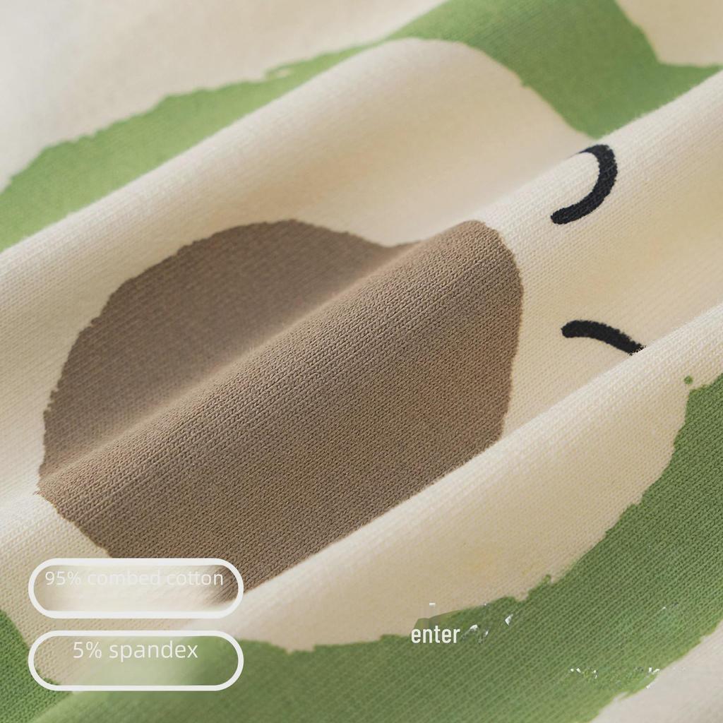 "Girls' Cute Cartoon Print Cotton Underwear - High Elastic, Antibacterial, Breathable Briefs for Older Kids"