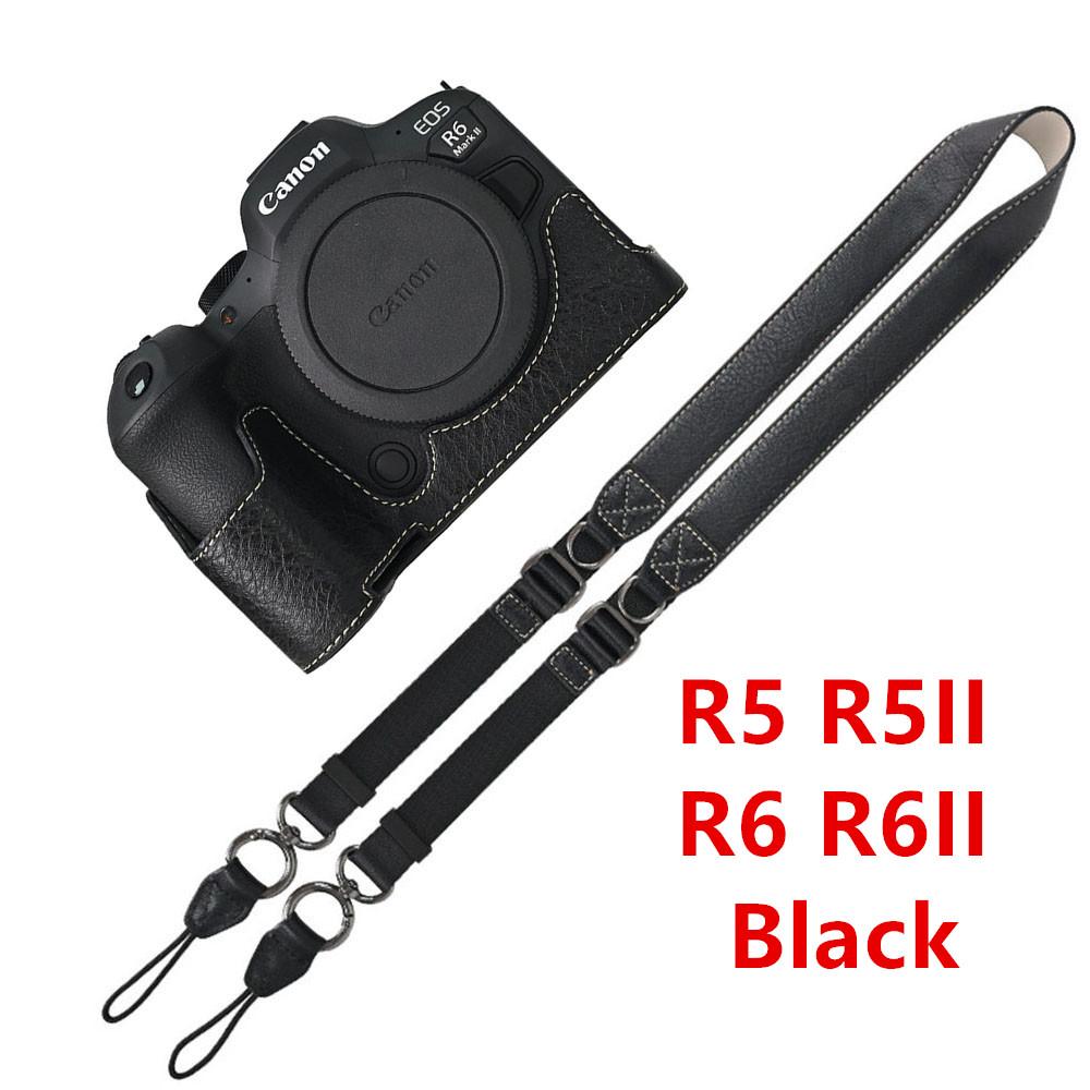 Получехол для камеры из ПУ кожи личи для Canon EOS R50V R50 R100 R8 R10 R5 R5II R6 R6II 200D 200DII SX70HS, чехол с плечевым ремнем