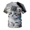 Удобная Мягкая Милая Кошка Летняя Футболка с Коротким Рукавом 3D Принт Круглый Вырез Повседневная Спортивная Мужская Женская Футболка