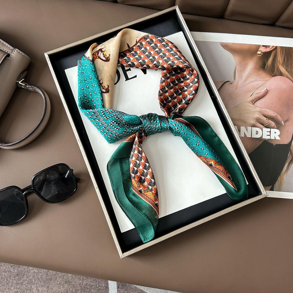 Шелковый шарф премиум-класса с принтом в корейском стиле - Универсальный модный аксессуар