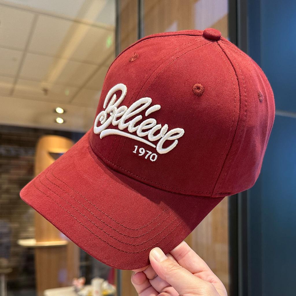 Fashion Hat Korean version three-dimensional embroidery letter Believe baseball cap men's and women's hard top stylish versatile cap