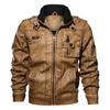 Мужская повседневная кожаная куртка зима-осень Военная Униформа Мотоцикл Байкер Пилот-бомбардировщик Куртки из искусственной кожи