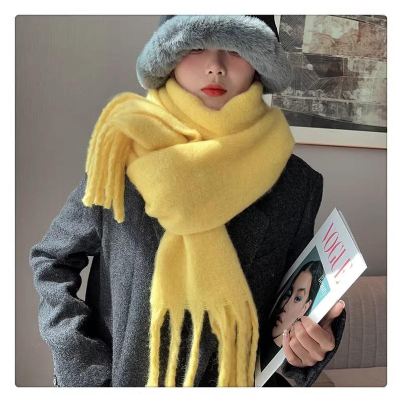 Женский однотонный утолщенный шарф High Sense, теплый модный простой шарф с бахромой, универсальная шаль с бахромой для зимних путешествий