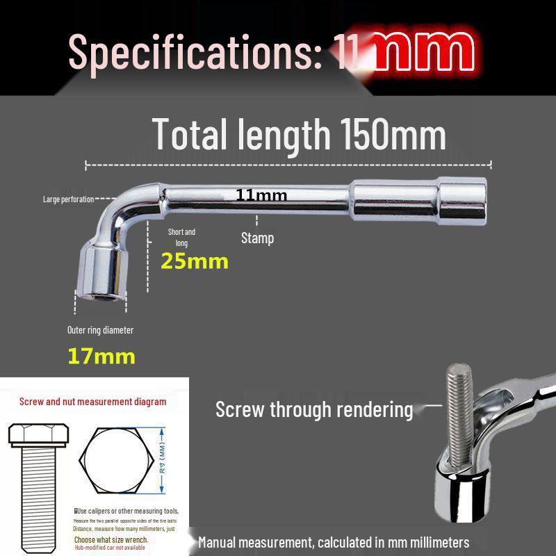 Г-образный торцевой ключ с проходным отверстием, шестигранный 6-22 мм, с крюком и коленчатой конструкцией.