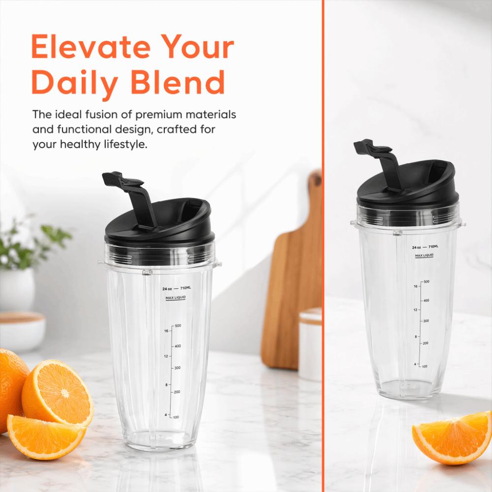 Transparent+Black Blender Cup Leak Proof Blender Tumbler for Ninja BL480BL482 Gym Use