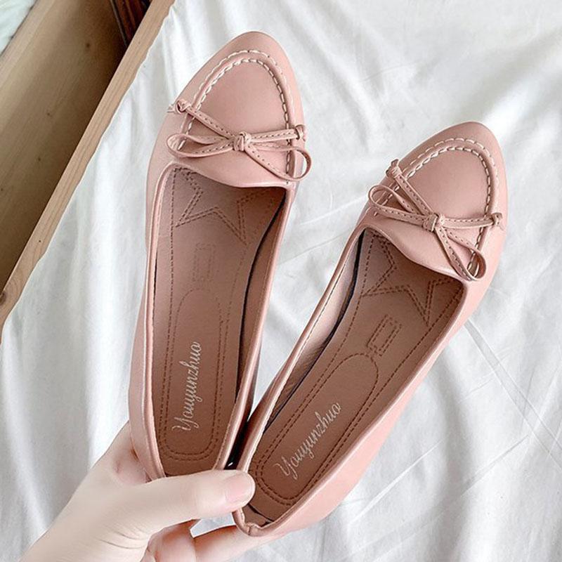 Весна и осень Новые женские туфли с заостренным носком и неглубоким носком на плоской подошве, однотонные повседневные туфли без застежек, туфли-лоферы на мягкой подошве