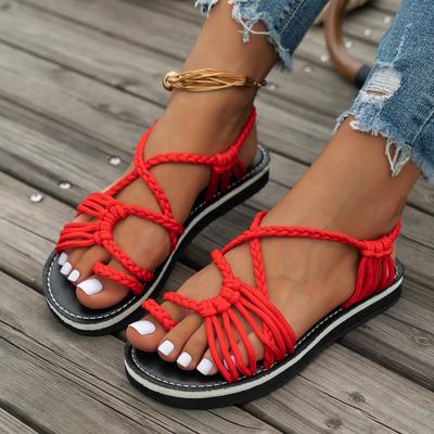 Модные популярные женские сандалии с круглым носком, туфли с открытым носком для женщин, туфли без застежек на плоской подошве, уличные нескользящие шлепанцы на платформе