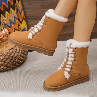 Мода 2024 года, зимние теплые женские удобные ботинки для ходьбы, женские трендовые повседневные ботинки на плоской подошве со шнуровкой, размер 36-43