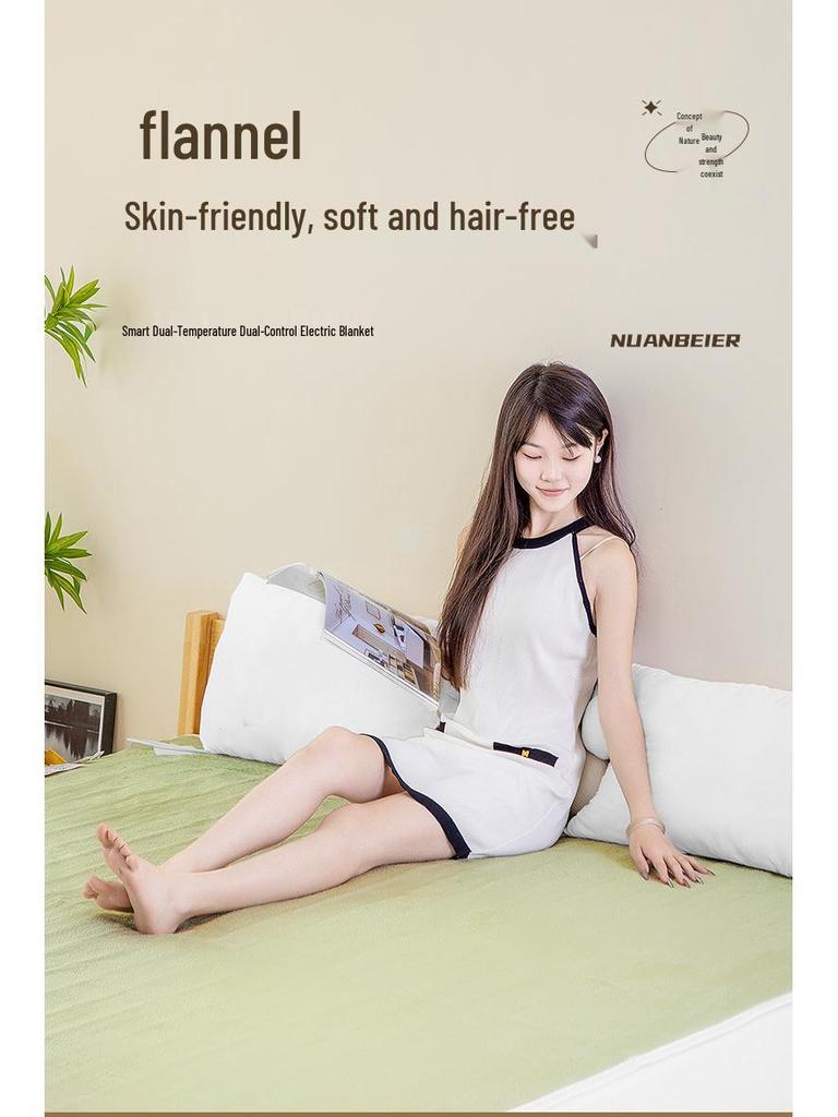 Flannel Electric Heating Blanket with Dual Control for Single to Triple Use
