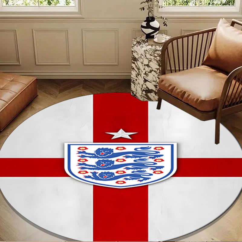 1PC EnglFootball Crest Round Rug for Livingroom,Bedroom, Palyroom, Chair Rug, Area rug, Circle Carpet, Large Size Fan Christmas gift