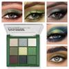 9 Shade Eyeshadow Palette Features Matte,and S Grass-green Tones. Perfect for Festive Occasions and Parties.