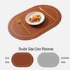 4PCS Leather Placemats Oval Double Sides 2 Colors Waterproof Nordic Modern Kitchen Decor for Home Dining Table Plates Cups Pads