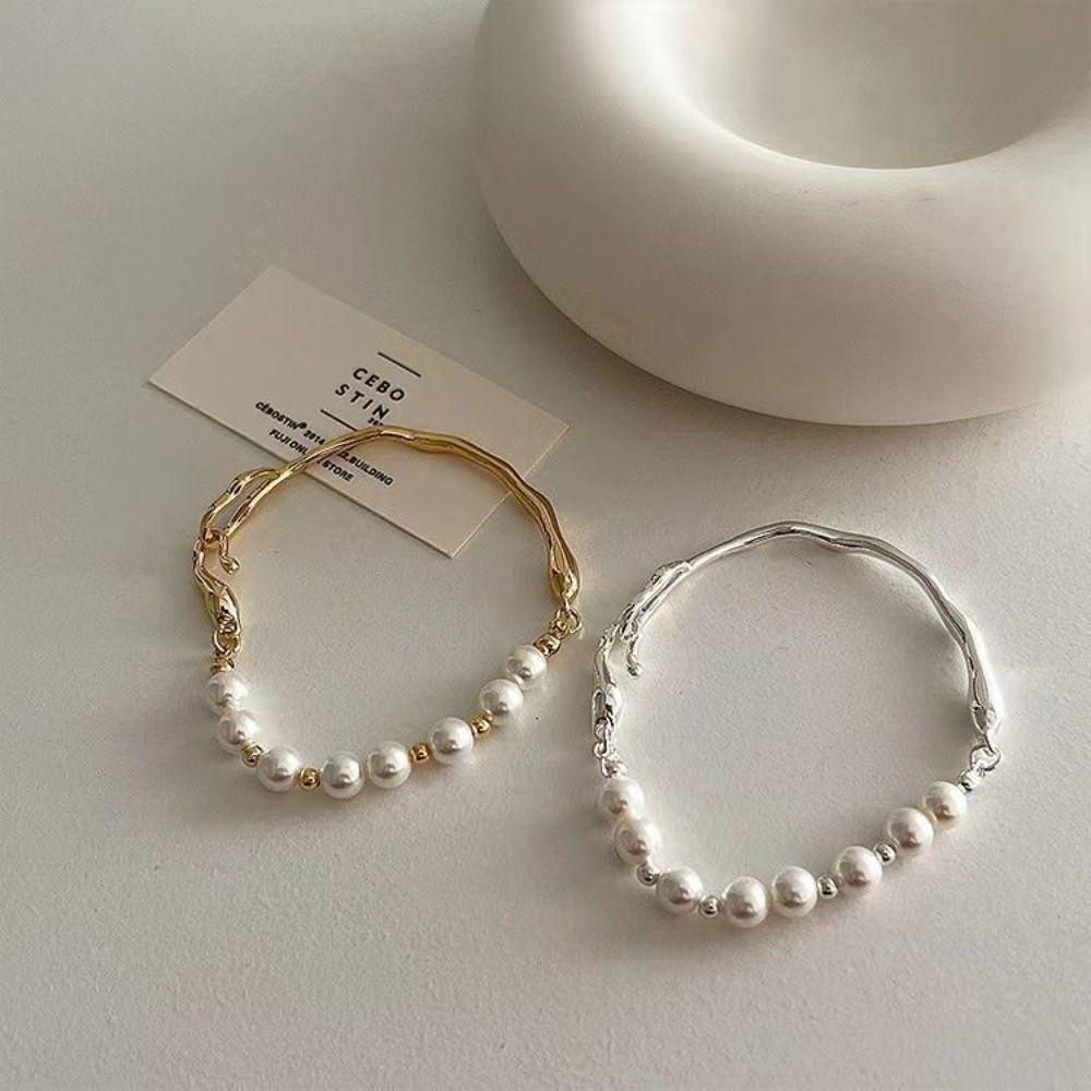 Metal Girl Gift Temperament Baroque Women Bracelet Korean Style Jewelry Pearls Bracelet Copper