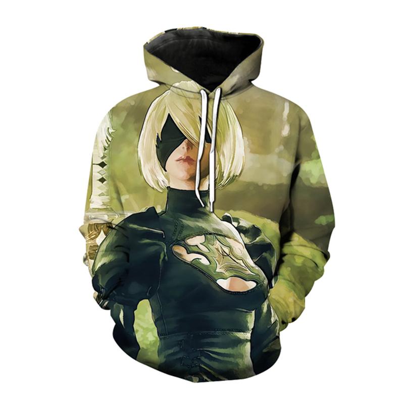 Толстовки с капюшоном Nier Automata, толстовка с 3D принтом аниме-игры для мужчин и женщин, модная толстовка большого размера, пуловер в стиле Харадзюку, пальто