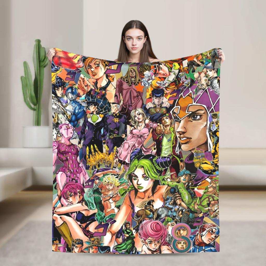 Вязаный плед JoJo's Bizarre Adventure, фланелевый плед с аниме-принтом, домашний декор для дивана, мягкое теплое покрывало