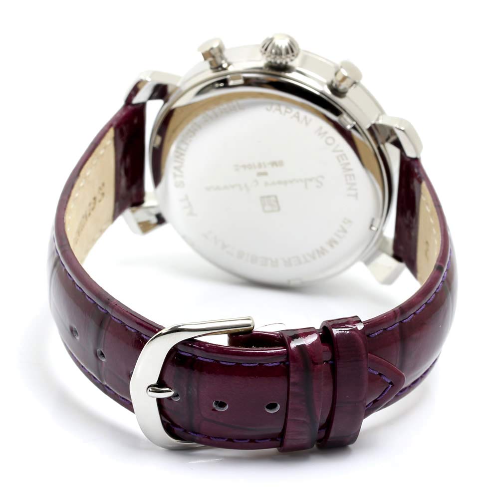 Salvatore Marra Men's Chronograph Watch, Model SM19104-SSPL, Ice Crocodile Leather Strap, Multi-Faceted Glass, Purple